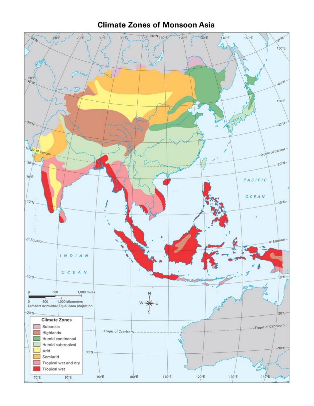Monsoon Asia Countries Map 