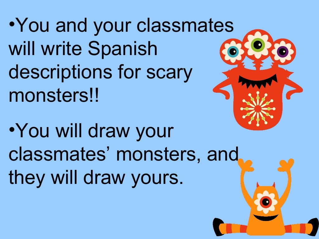 Spanish Lesson Monster Booklets Describe and Draw Monsters Using S…