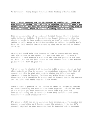 Monster Call/text Monster calls and dragon dictation | DOCX