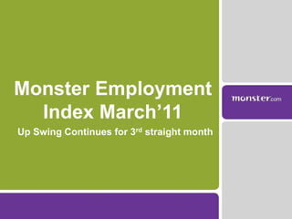 Up Swing Continues for 3rd straight month Monster Employment Index March’11 