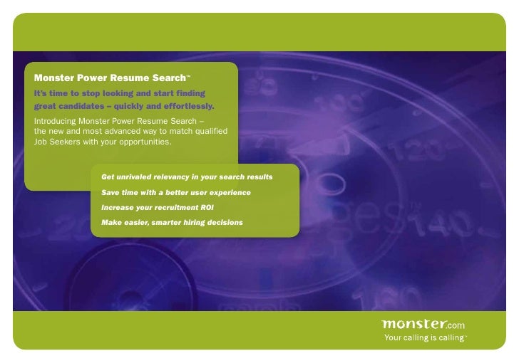 Monster Power Resume Search Brochure Call Oct09
