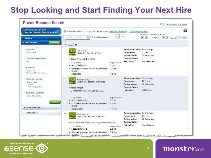 Monster Power Resume Search
