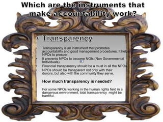 How can be sustainability linked to accountability?