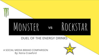 Monster vs Rockstar
DUEL OF THE ENERGY DRINKS
A SOCIAL MEDIA BRAND COMPARISON
By: Keina Crawford
 