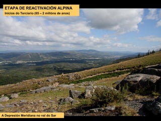 ETAPA DE REACTIVACIÓN ALPINA
Inicios do Terciario (65 – 2 millóns de anos)
A Depresión Meridiana no val do Sar
 