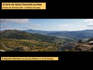 ETAPA DE REACTIVACIÓN ALPINA
Inicios do Terciario (65 – 2 millóns de anos)
A Depresión Meridiana na zona de Padrón e a ría de Arousa
 