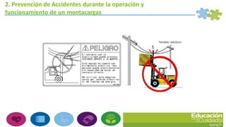 2. Prevención de Accidentes durante la operación y
funcionamiento de un montacargas
 