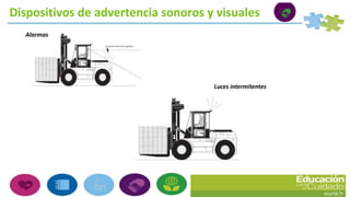 Dispositivos de advertencia sonoros y visuales
Alarmas
Luces intermitentes
 