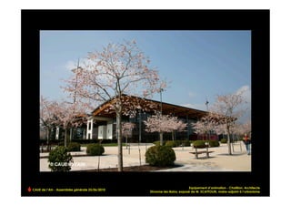 Equipement d’animation - Chatillon, Architecte
CAUE de l’Ain - Assemblée générale 25/06/2010
                                                Divonne-les-Bains, exposé de M. SCATTOLIN, maire-adjoint à l’urbanisme
 