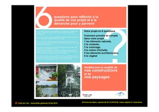 CAUE de l’Ain - Assemblée générale 25/06/2010
                                                                                                                     !
                                                Divonne-les-Bains, exposé de M. SCATTOLIN, maire-adjoint à l’urbanisme
 