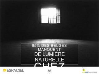 85% DES BELGES
MANQUENT
DE LUMIÈRE
NATURELLE
CHEZ56
 