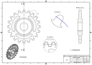 H-H ( 2:1 )
J ( 6:1 )
L ( 3:1 )
1
1
2
2
3
3
4
4
5
5
6
6
A A
B B
C C
D D
Página:
Formato:
Data:
Acabamento:
Material:
Denominação Especificação e MaterialN Q
Revisado:
Título:
Número:CADI
BOMBA LÓBULOS 20/9/2013
A3
7 / 11
Kleyton Renato
H
H
J
(20 dentes)
5 - ENGRENAGEM
 