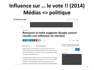 Influence sur … le vote !! (2014)
Médias => politique
29
 