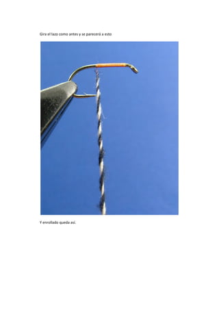 Gira el lazo como antes y se parecerá a esto
Y enrollado queda así.
 