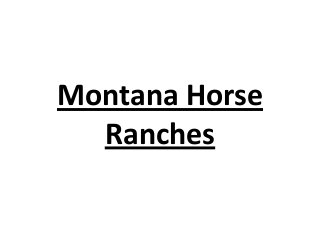 Montana Horse
Ranches
 