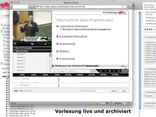 Vorlesung live und archiviert
 