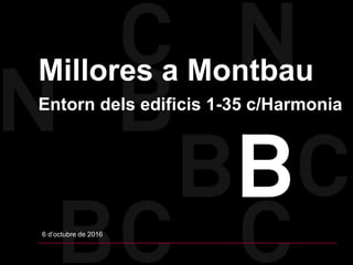 Millores a Montbau
Entorn dels edificis 1-35 c/Harmonia
6 d’octubre de 2016
 