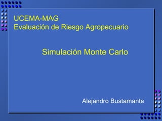 UCEMA-MAG
Evaluación de Riesgo Agropecuario
Simulación Monte Carlo
Alejandro Bustamante
 