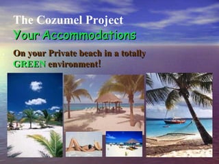 . The Cozumel Project Your   Accommodations On your Private beach in a   totally   GREEN   environment! 