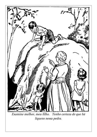 Examine melhor, meu filho. Tenho certeza de que há
               liquens nessa pedra.
 