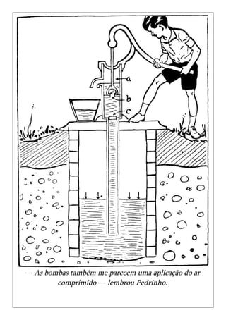 — As bombas também me parecem uma aplicação do ar
        comprimido — lembrou Pedrinho.
 