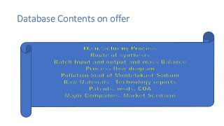 Database Contents on offer
 
