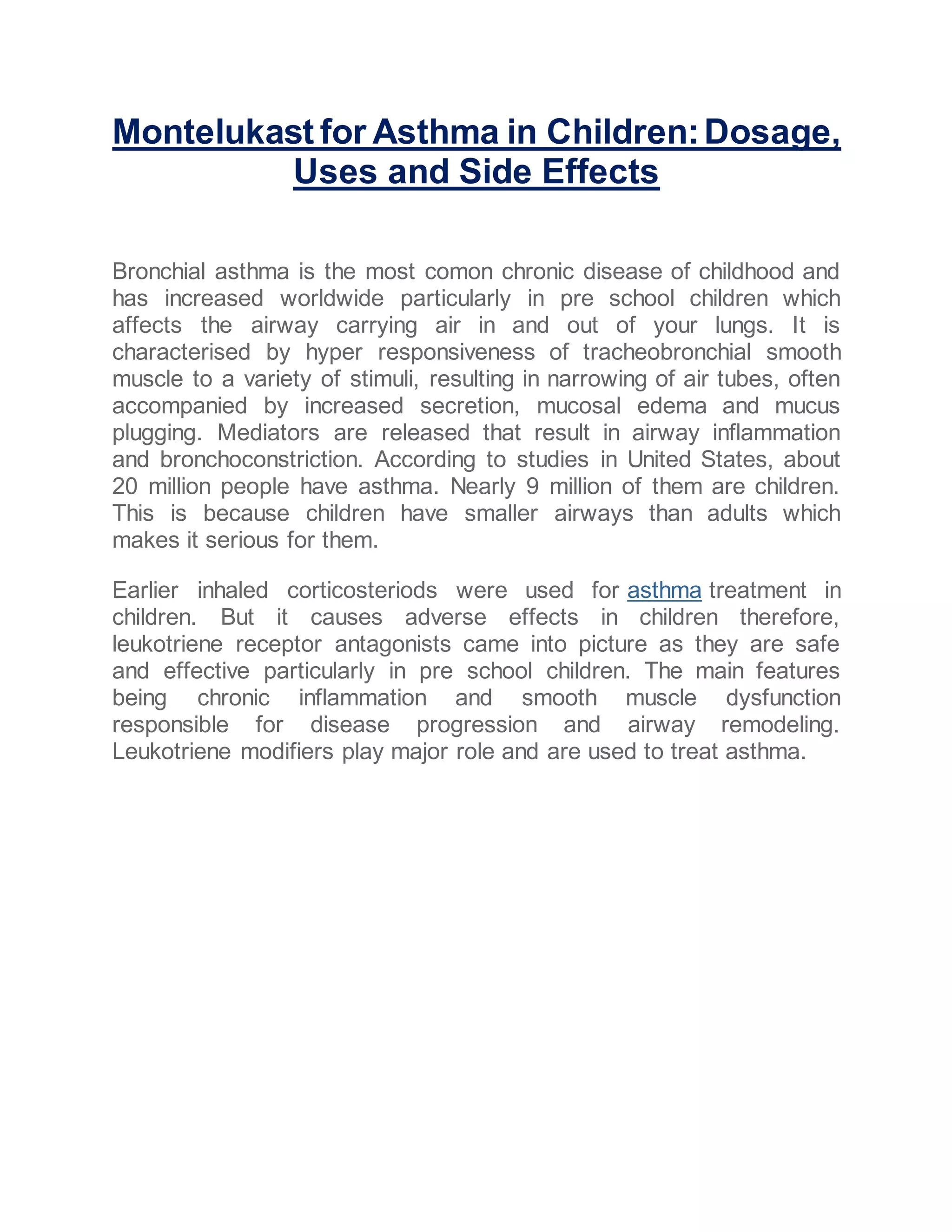 Montelukast for asthma in children PDF