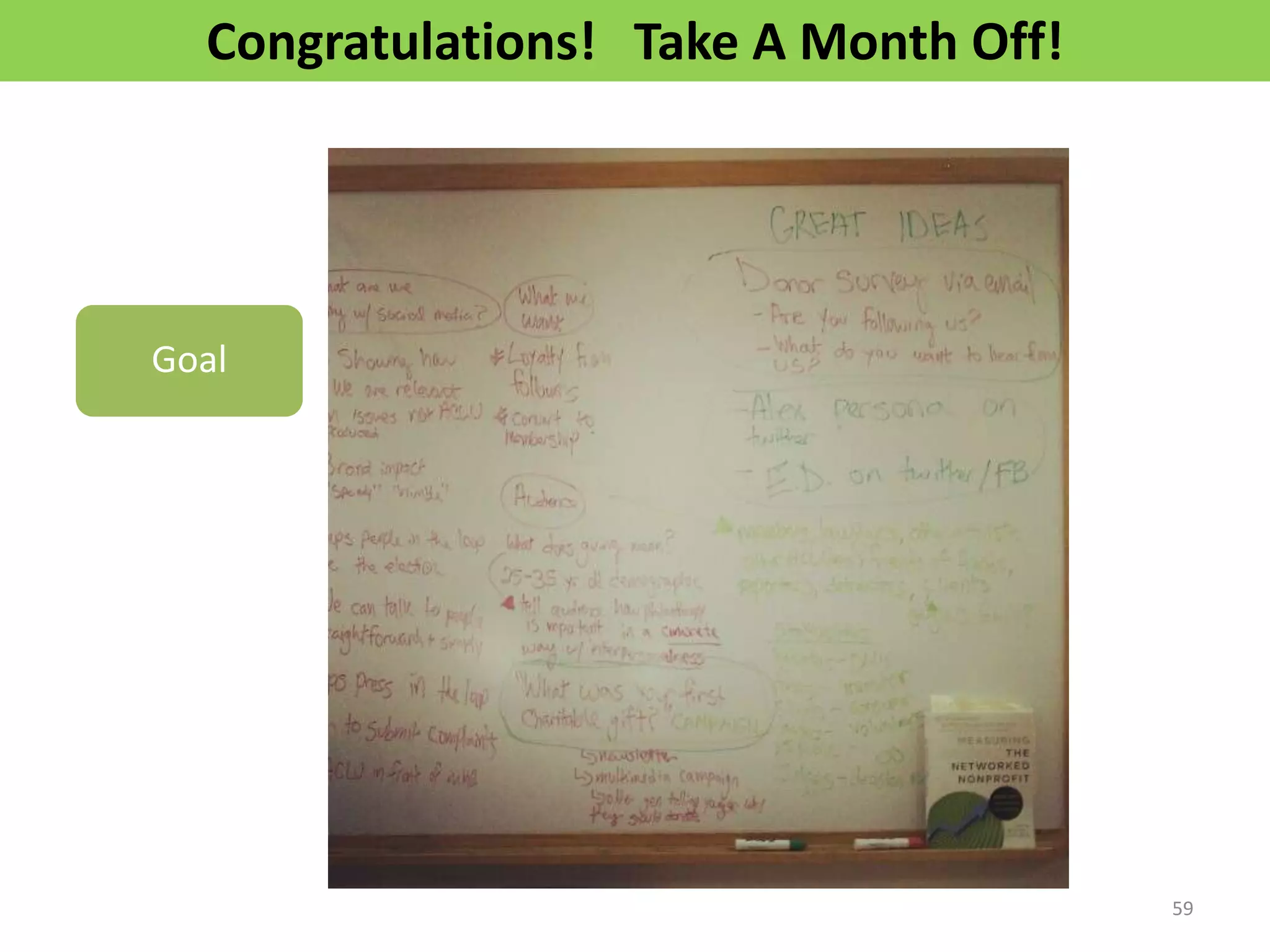 Congratulations! Take A Month Off!




Goal




                                       59
 