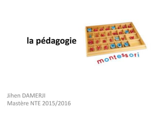 la pédagogie Montessori
Jihen DAMERJI
Mastère NTE 2015/2016
 