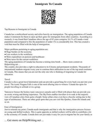 Canadian Immigration Paper Example Montessori Writing Paper | PDF