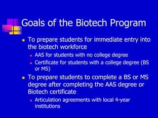 Biotechnology at Montgomery College, Maryland | PPT
