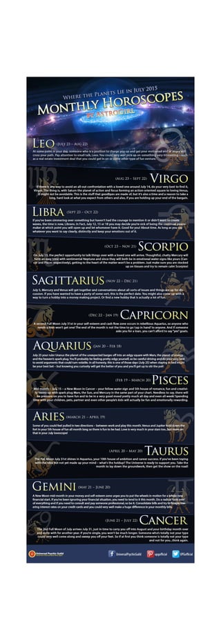 Infographic: Monthly Horoscopes for July 2015