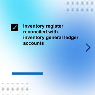 Inventory register
reconciled with
inventory general ledger
accounts
. . . . . . . . . . . . . . . . . . . . . . . .
. . . . . . . . . . . . . . . . . . . . . . . .
. . . . . . . . . . . . . . . . . . . . . . . .
. . . . . . . . . . . . . . . . . . . . . . . .
. . . . . . . . . . . . . . . . . . . . . . . .
. . . . . . . . . . . . . . . . . . . . . . . .
. . . . . . . . . . . . . . . . . . . . . . . .
. . . . . . . . . . . . . . . . . . . . . . . .
. . . . . . . . . . . . . . . . . . . . . . . .
. . . . . . . . . . . . . . . . . . . . . . . .
. . . . . . . . . . . . . . . . . . . . . . . .
. . . . . . . . . . . . . . . . . . . . . . . .
. . . . . . . . . . . . . . . . . . . . . . . .
. . . . . . . . . . . . . . . . . . . . . . . .
. . . . . . . . . . . . . . . . . . . . . . . .
. . . . . . . . . . . . . . . . . . . . . . . .
. . . . . . . . . . . . . . . . . . . . . . . .
. . . . . . . . . . . . . . . . . . . . . . . .
. . . . . . . . . . . . . . . . . . . . . . . .
. . . . . . . . . . . . . . . . . . . . . . . .
. . . . . . . . . . . . . . . . . . . . . . . .
 