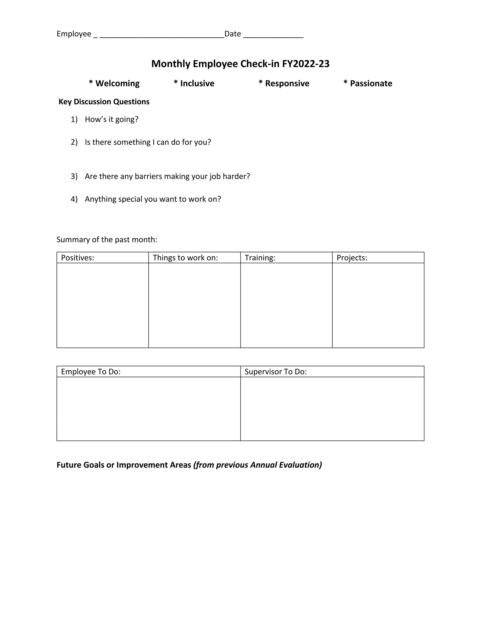 Monthly Employee Checkin | PDF