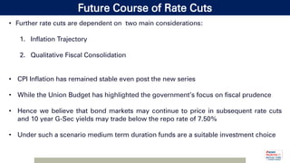 Future Course of Rate Cuts
• Further rate cuts are dependent on two main considerations:
1. Inflation Trajectory
2. Qualit...