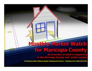 Monthly Market Watch
       for Maricopa County
                           An overview of what is happening
                  in the Maricopa County real estate market
Provided by Keller Williams Realty Professional Partners – Statistics from JUNE 2012 MLS
 