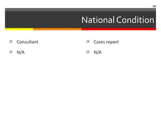 16



               National Condition

 Consultant     Cases report

 N/A            N/A
 