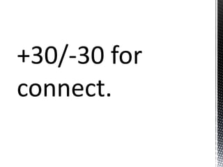 +30/-30 for
connect.
 