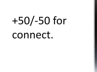 +50/-50 for
connect.
 