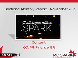 Functional Monthly Report – November 2013

Content:
OD, PR, Finance, ER

 