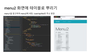 menu2 화면에 테이블로 뿌리기
menu1을 참고하여 menu2에 세팅. /user/api/list로 주소 변경
 