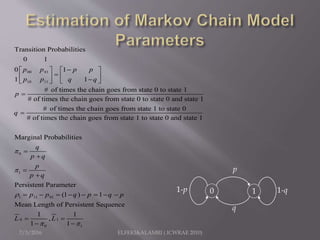 Modelling monthly rainfall time series using Markov Chains | PPSX