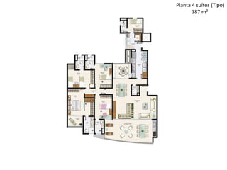 Planta 4 suítes (Tipo) 187 m² 