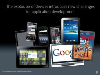 e explosion of devices introduces new challenges
                             for application development




© 2011 Adobe Systems Incorporated. All Rights Reserved. Adobe Con dential.
 