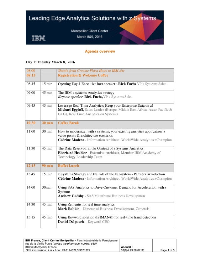 excellent agenda zanalytics event in montpellier 8th 9th march 2016 event agenda