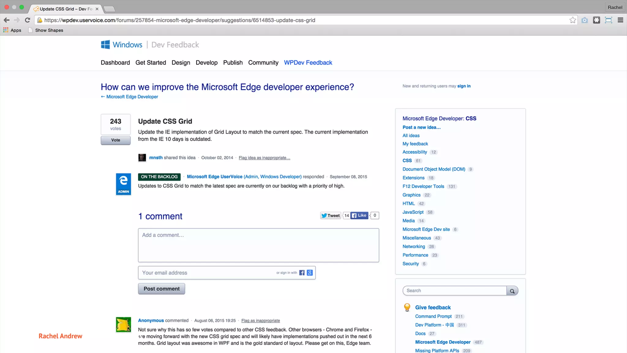 Rachel Andrew, Montreal Girl Geeks
 