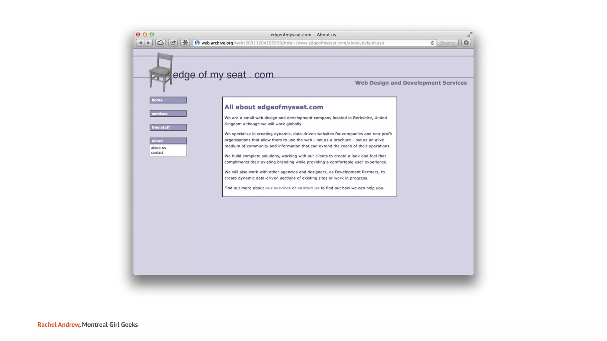 Rachel Andrew, Montreal Girl Geeks
 