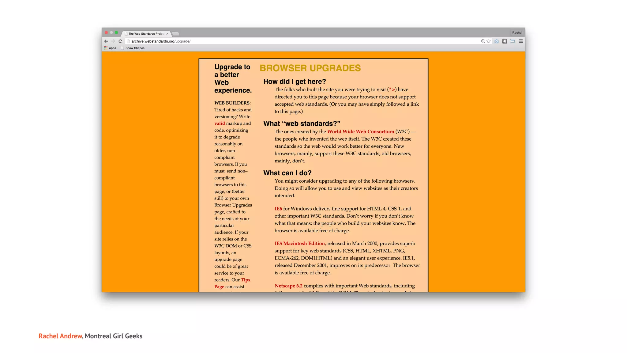 Rachel Andrew, Montreal Girl Geeks
 