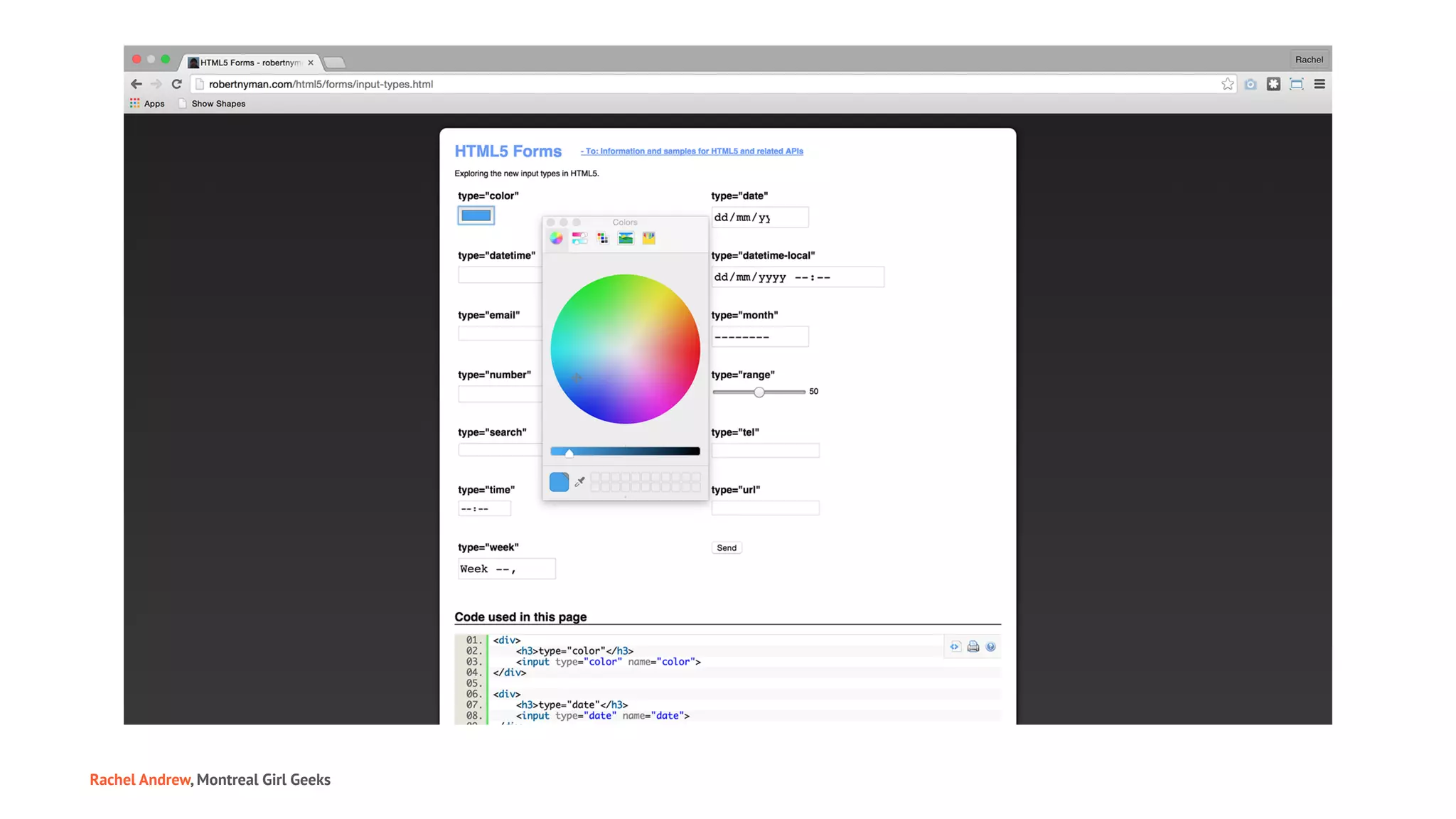 Rachel Andrew, Montreal Girl Geeks
 
