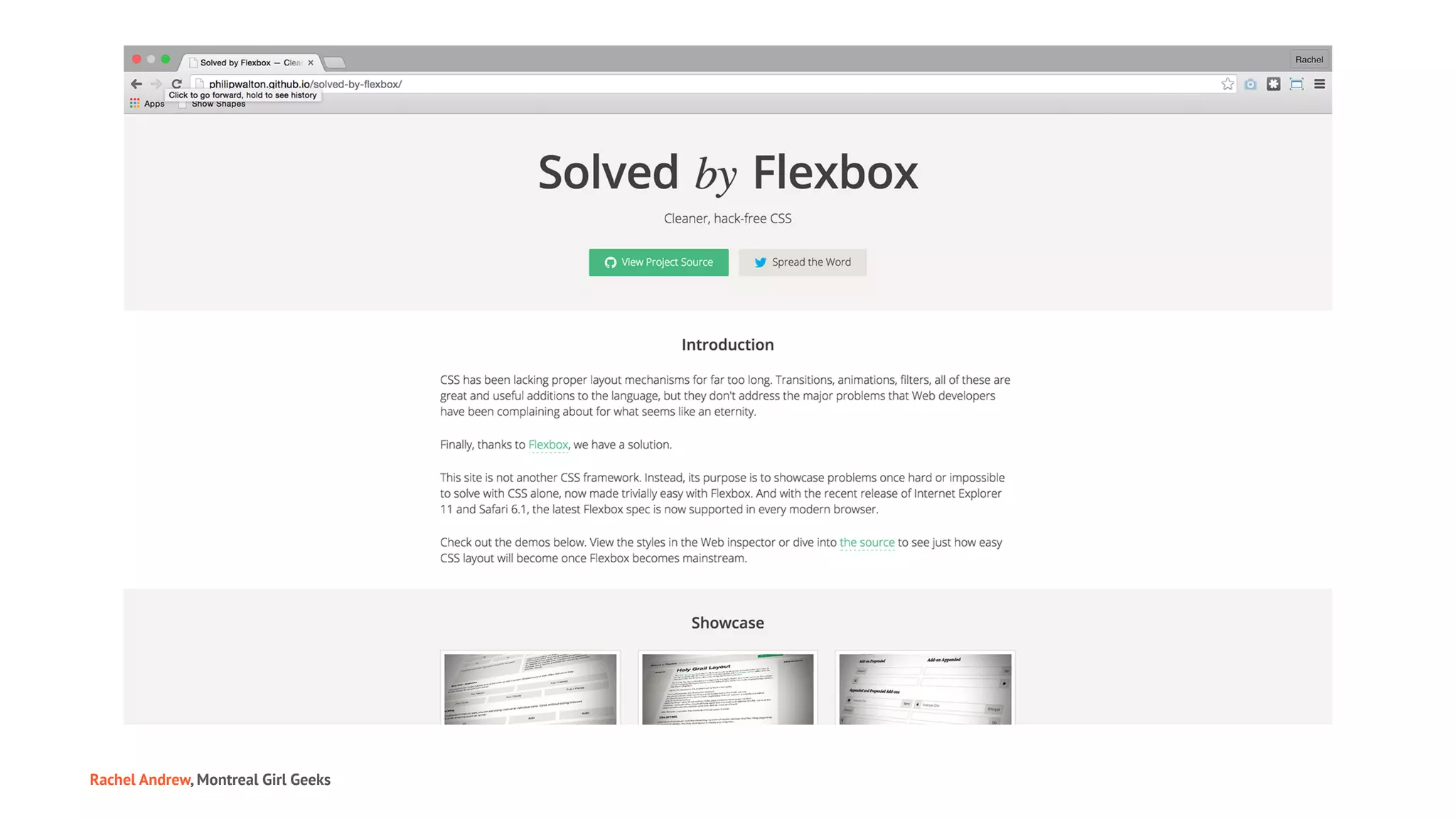 Rachel Andrew, Montreal Girl Geeks
 